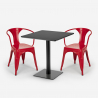 Ensemble Table Horeca 70x70cm et 2 Chaises Design Industriel Cuisine Restaurant Starter Dark 