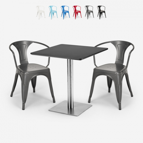 set 2 sedie tavolino 70x70cm horeca bar ristoranti starter silver Promozione