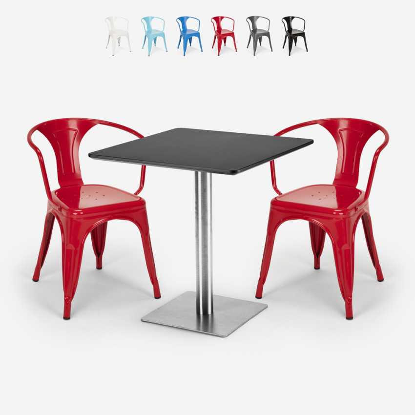 set 2 Lix stühle tisch 70x70cm horeca bar restaurants starter silver Katalog