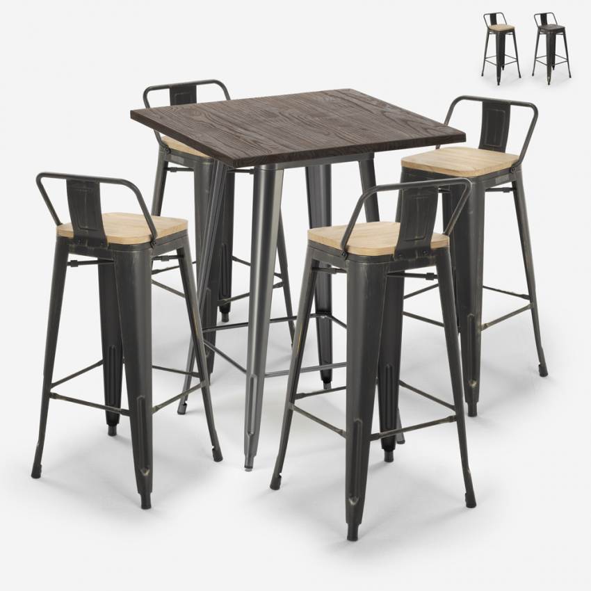 set tisch 60x60cm 4 hocker metall design vintage axel Verkauf set tisch 60x60cm 4 hocker metall design vintage axel Verkauf