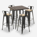 set tavolino alto bar 60x60cm 4 sgabelli metallo design vintage axel Sconti