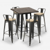 set 4 hocker hoher tisch 60x60cm vintage holz metall  bar axel black Rabatte