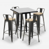 set 4 sgabelli vintage tavolino alto nero industriale 60x60cm rush black Sconti