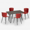 ensemble de 4 chaises et table rectangulaire 120x60cm style industriel cuisine restaurant wire Prix