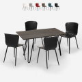 ensemble de 4 chaises et table rectangulaire 120x60cm style industriel cuisine restaurant wire Promotion