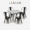 set cucina bistrot 4 sedie vintage stile tavolo industriale 80x80cm state Saldi