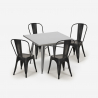 ensemble de 4 chaises vintage style et table 80x80cm industriel cuisine restaurant bistrot state Prix