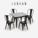 set 4 Lix stühle tisch 80x80cm vintage industrieller stil state black Rabatte