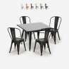 set 4 sedie vintage industriale stile Lix tavolo nero 80x80cm state black Sconti