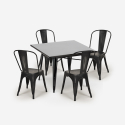 ensemble 4 chaises vintage industriel style table noire 80x80cm cuisine restaurant state black Achat