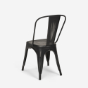 ensemble 4 chaises vintage industriel style table noire 80x80cm cuisine restaurant state black 