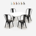 set 4 sedie industriale stile tavolo metallo 80x80cm bianco state white Saldi