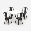 set 4 sedie industriale stile tavolo metallo 80x80cm bianco state white Misure
