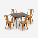 ensemble table à manger 80x80cm et 4 chaises vintage industriel design style cuisine restaurant burton Caractéristiques