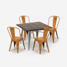 set tavolo da pranzo industriale 80x80cm 4 sedie vintage design burton Modello