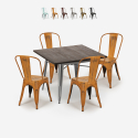 set tavolo da pranzo industriale 80x80cm 4 sedie vintage design burton Vendita