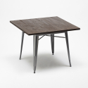 ensemble table à manger 80x80cm et 4 chaises vintage industriel design style cuisine restaurant burton 