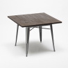 ensemble table à manger 80x80cm et 4 chaises vintage industriel design style cuisine restaurant burton 