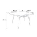 ensemble table à manger 80x80cm et 4 chaises vintage industriel design style cuisine restaurant burton 