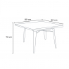ensemble table à manger 80x80cm et 4 chaises vintage industriel design style cuisine restaurant burton 