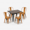 set 4 sedie vintage tavolo da pranzo 80x80cm legno metallo burton black Scelta