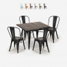 set 4 sedie vintage tavolo da pranzo 80x80cm legno metallo burton black Saldi