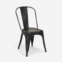ensemble 4 chaises style vintage table à manger 80x80cm bois métal burton black 
