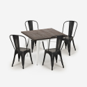 ensemble table 80x80cm et 4 chaises style cuisine restaurant industriel burton white Prix