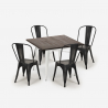 set tavolo cucina industriale 80x80cm 4 sedie design burton white Misure