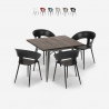 set tavolo quadrato 80x80cm industriale 4 sedie design moderno reeve Sconti