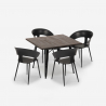 set 4 sedie design tavolo quadrato 80x80cm industriale reeve black Scelta
