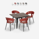 set 4 sedie design tavolo quadrato 80x80cm industriale reeve black Catalogo