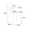 set 4 sedie design tavolo quadrato 80x80cm industriale reeve black 