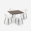 Ensemble Table À Manger 80x80cm Bois Métal et 4 Chaises Cuisine Restaurant Design Reeve White Modèle
