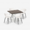 Ensemble Table À Manger 80x80cm Bois Métal et 4 Chaises Cuisine Restaurant Design Reeve White Modèle