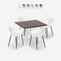 Ensemble Table À Manger 80x80cm Bois Métal et 4 Chaises Cuisine Restaurant Design Reeve White Promotion