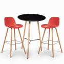 Ensemble 2 Tabourets Design et Table Haute Ronde Noire diamètre 60cm Ojala Dark Caractéristiques
