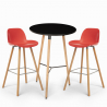 Set 2 sgabelli design tavolo alto 60cm rotondo nero Ojala Dark Modello