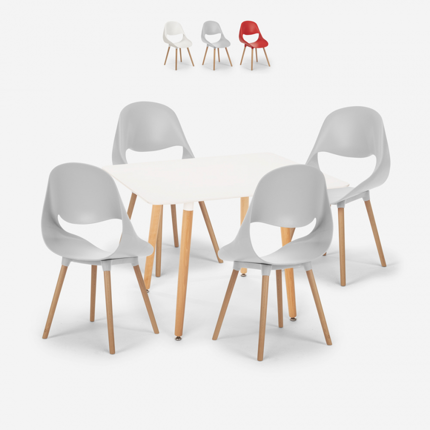 Set quadratischer Tisch 80x80cm 4 weißen stühlen skandinavisches Design Dax Light Angebot