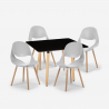 Set  quadratischer Tisch 80x80cm mit 4 Stühlen Schwarz skandinavisches Design Dax Dark Rabatte