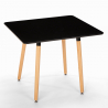Set  quadratischer Tisch 80x80cm mit 4 Stühlen Schwarz skandinavisches Design Dax Dark 