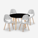 Set runder Tisch Esstisch 100cm  4 Stühle schwarz Design Midlan Dark Lagerbestand