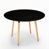 Set runder Tisch Esstisch 100cm  4 Stühle schwarz Design Midlan Dark 
