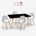 Set rechteckiger Tisch 80x120cm 4 Stühle skandinavisches Design  Flocs Dark Verkauf