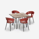  Set 4 moderne Stühle Tisch 80x80cm Industrieller Stil Restaurant Küche Maeve Auswahl