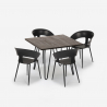 Set 4 Stühle und Tisch 80x80cm industrielles modernes Design Restaurant Küche Maeve Dark Auswahl