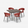 Ensemble 4 Chaises et 1 Table 80x80cm Industriel Design Moderne Restaurant Cuisine Maeve Dark 