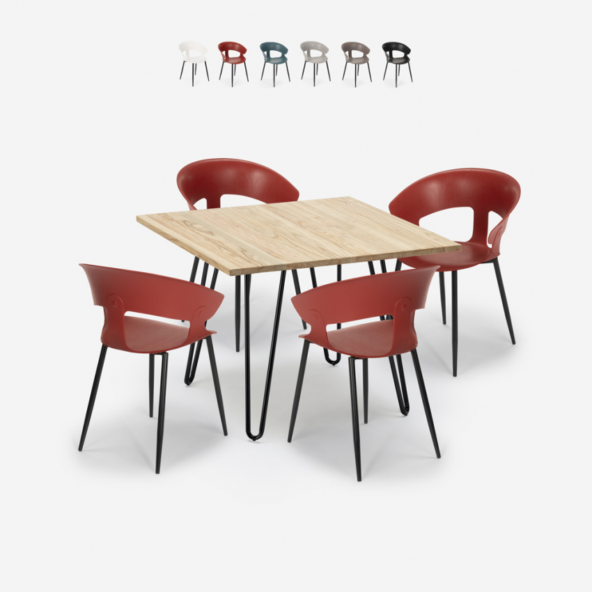 Set tavolo cucina 80x80cm industriale 4 sedie design moderno Maeve Light Catalogo