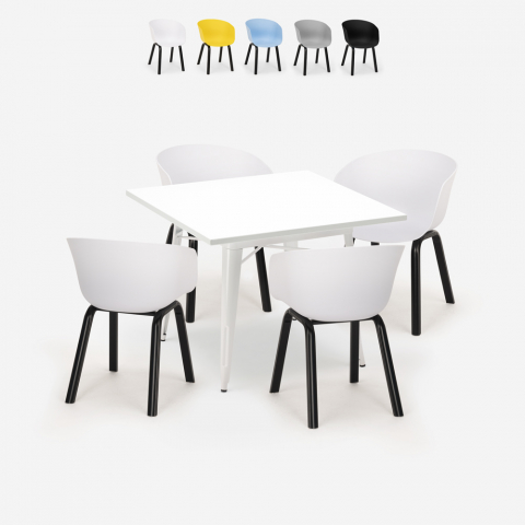 Set Tisch 80x80cm 4 Stühle Polypropylen Metall Krust Light Aktion