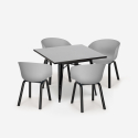 Set tavolo quadrato 80x80cm metallo 4 sedie design moderno Krust Dark Caratteristiche